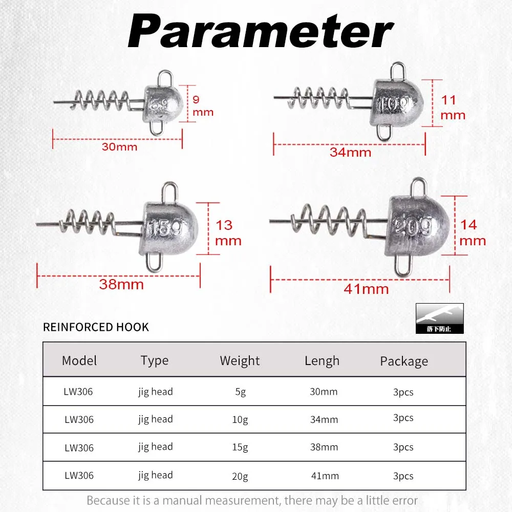 Hunthouse LW306 Jig Head tornillo Big Shad 5g-20g – Señuelos blandos - imagen 3