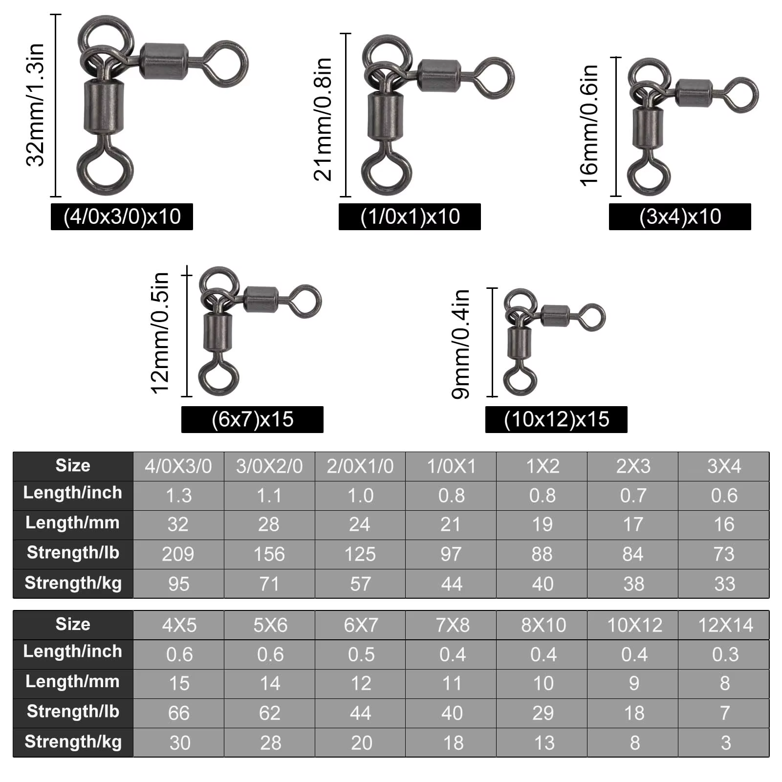 Conectores Giratorios 3 Vías Antienredos – Eje múltiple para pesca - imagen 4