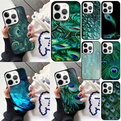 Funda iPhone resistente con plumas de pavo real y turquesa