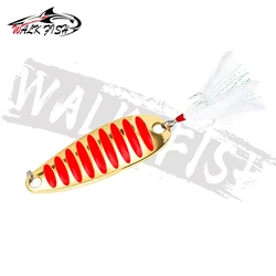 Walk Fish Spoon con plumas – Cuchara dorada y plateada