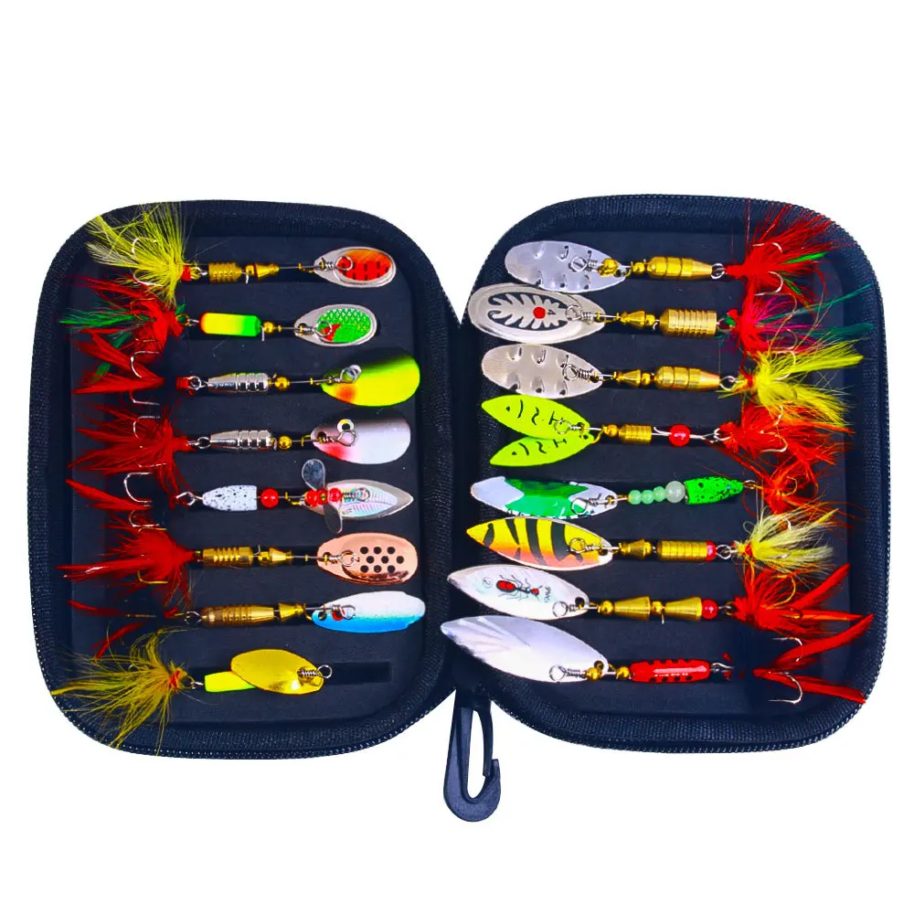 Spinnerbait con anzuelos triples y plumas – Señuelo giratorio metálico - imagen 2