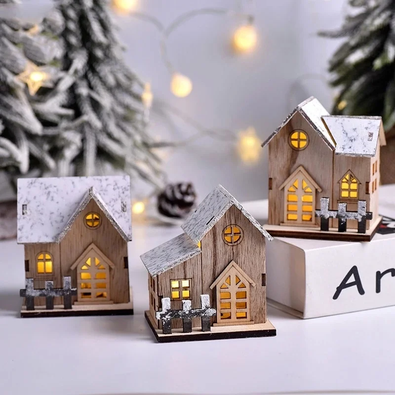 Luz LED navideña para casa de madera y cabina luminosa adornos Navidad