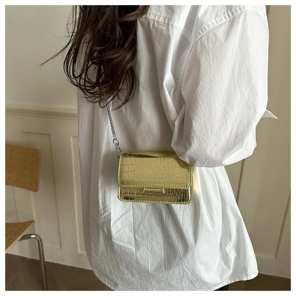 Bolso de hombro de cuero PU color sólido