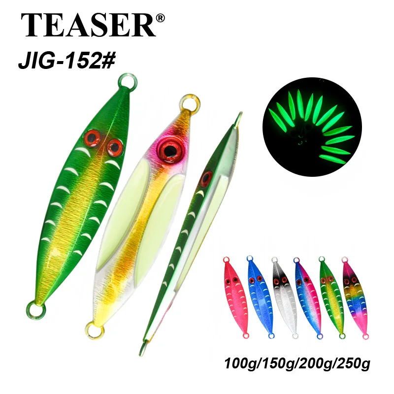 Señuelo Jigging de metal TEASER J152 luminoso para agua salada