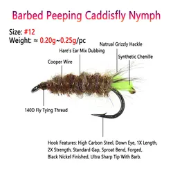Bimoo Peeping Caddisfly Ninfa #12 – Señuelo oreja de liebre para trucha