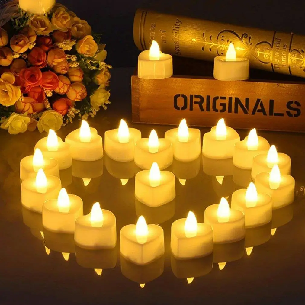 Vela LED sin llama forma corazón – Decoración eléctrica a pilas