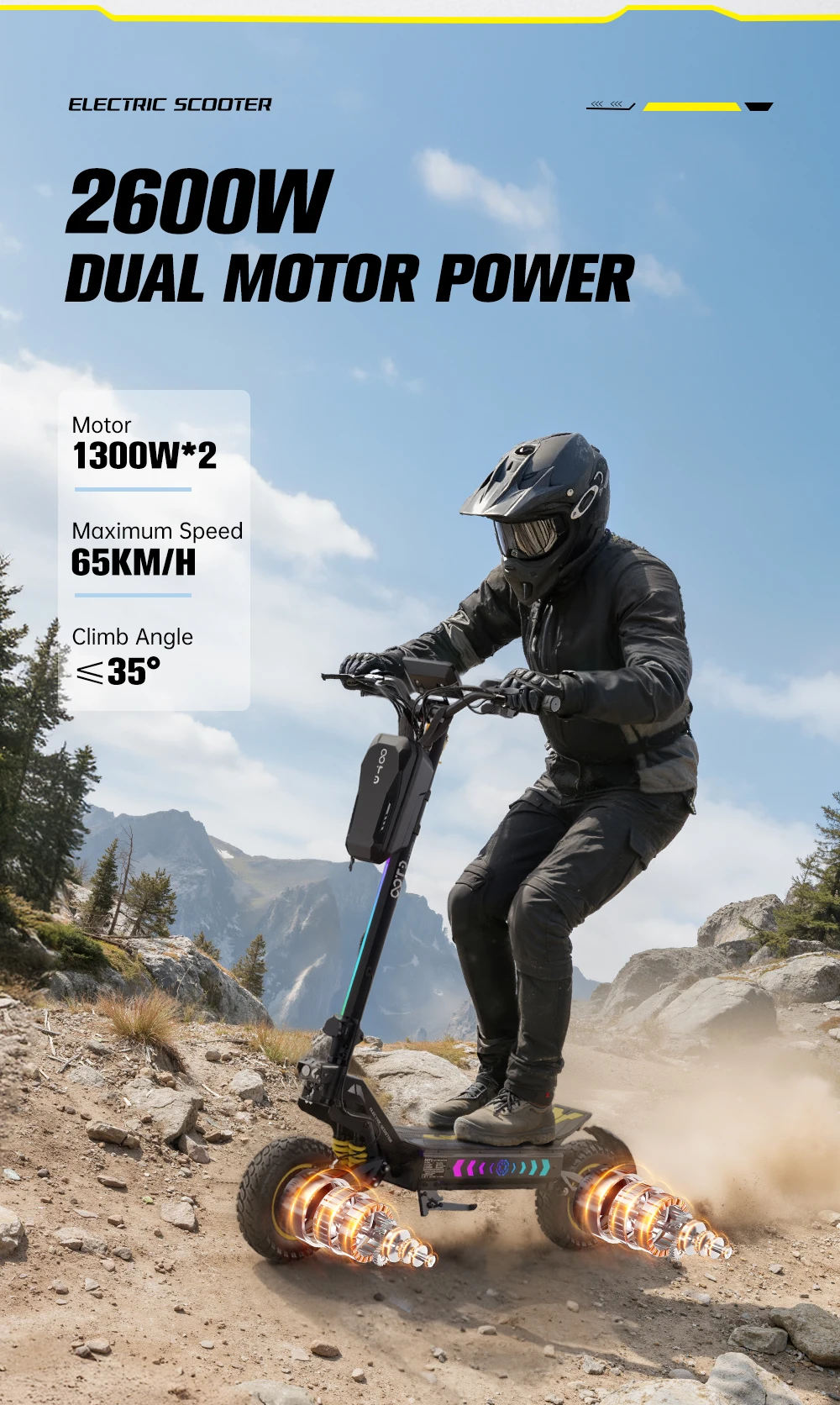 Scooter eléctrico OOTD T10 PRO 2600W todoterreno 11" plegable - imagen 4
