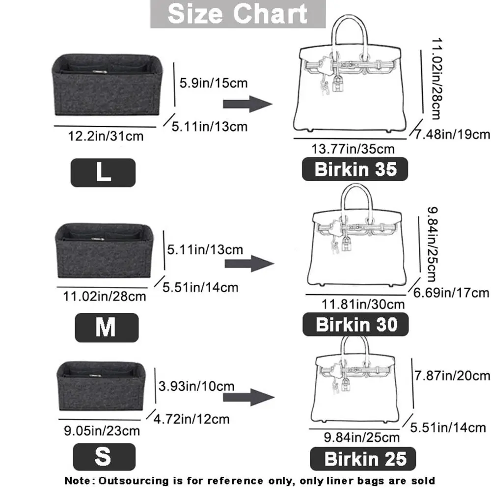 Bolsa de fieltro duradero para Birkin, vista general