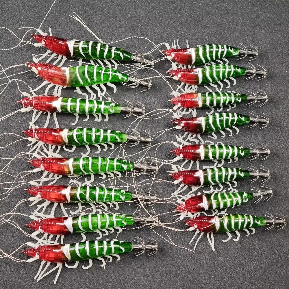 Señuelos UV horizontales luminosos para pulpos, camarones y calamares