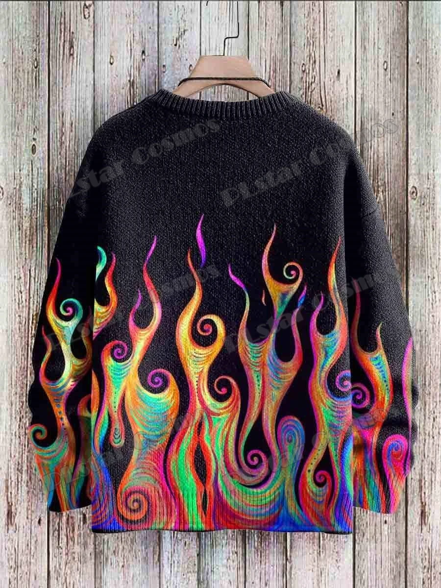 Suéter vintage KMY25 llama arcoíris – Cuello redondo impreso 3D - imagen 5