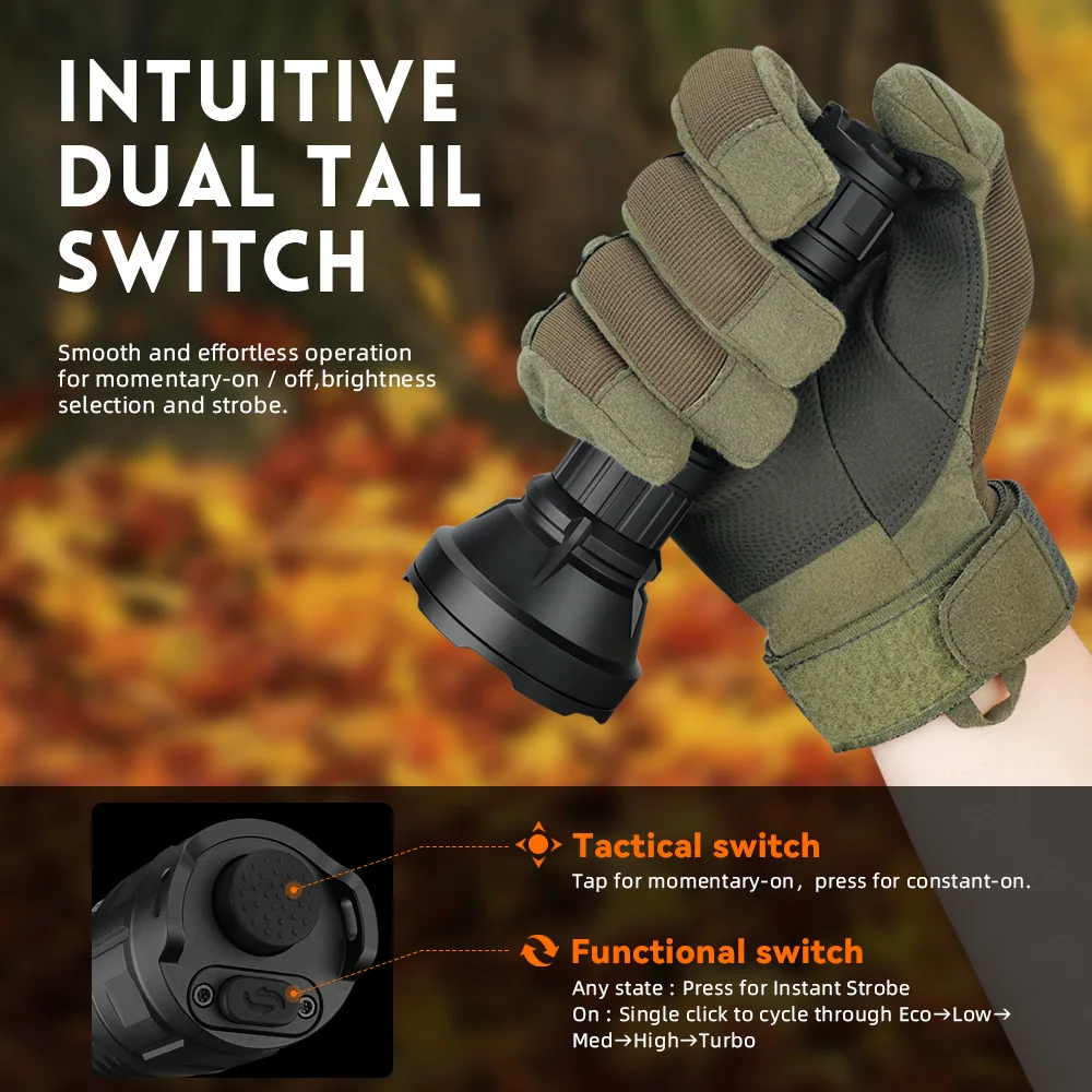 Linterna táctica SOFIRN SF26 EDC con botón trasero y USB-C - imagen 2