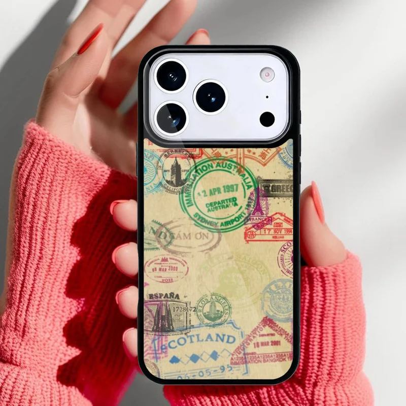 Detalle del diseño estampado estilo pasaporte