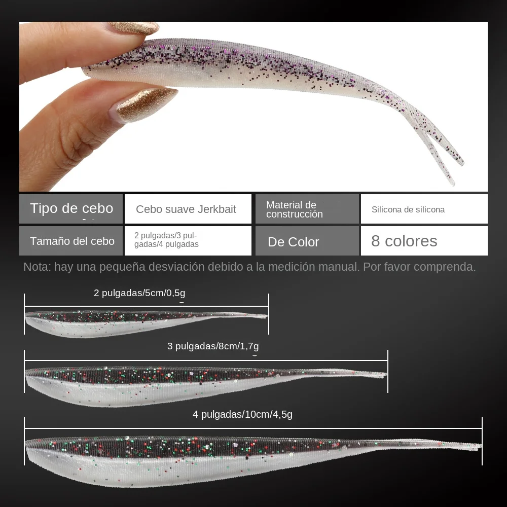 Señuelos blandos Spinpoler 2″ – Jerk Minnow cola dividida para lubina - imagen 2