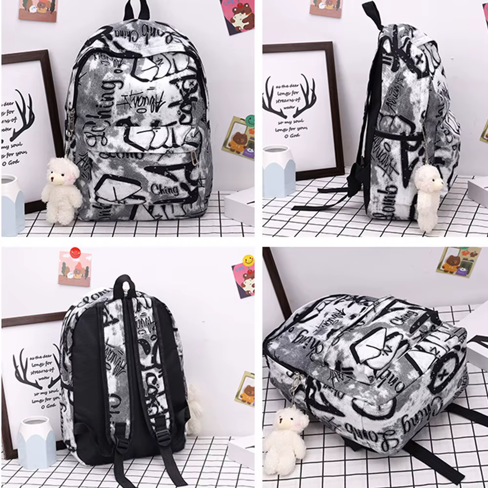 Mochila mujer nylon graffiti impermeable gran capacidad escolar