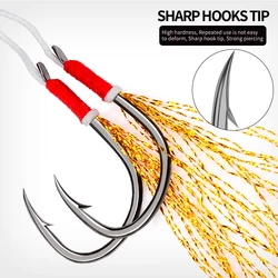 Proberos Jigs de jigging lento: anzuelos dobles con púas y plumas