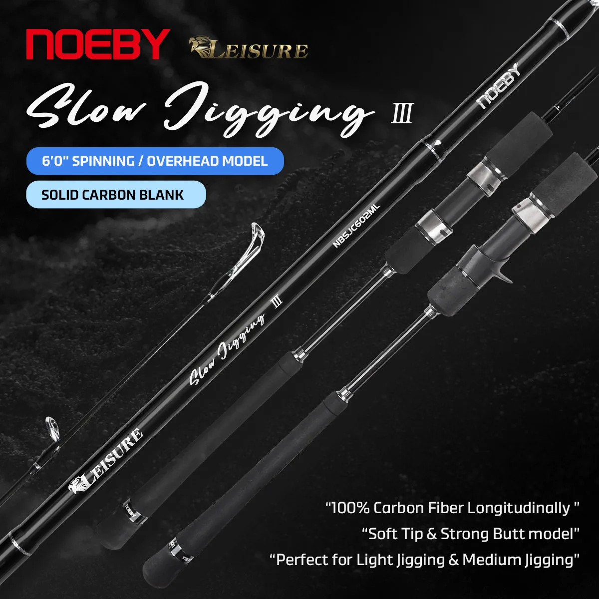 NOEBY Leisure III caña slow jigging con punta sólida para barco