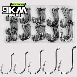 Kit anzuelos offset y circular 9KM – Negro acero carbono para bagre