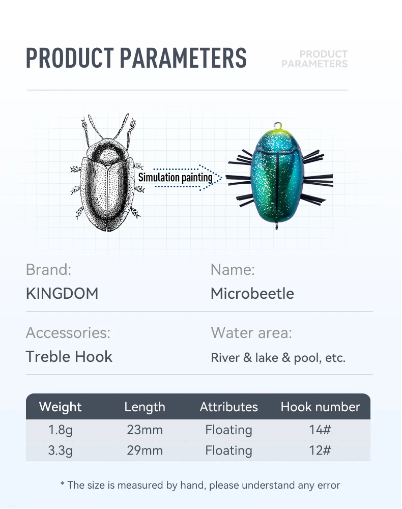 Señuelo Microbeetle en el agua