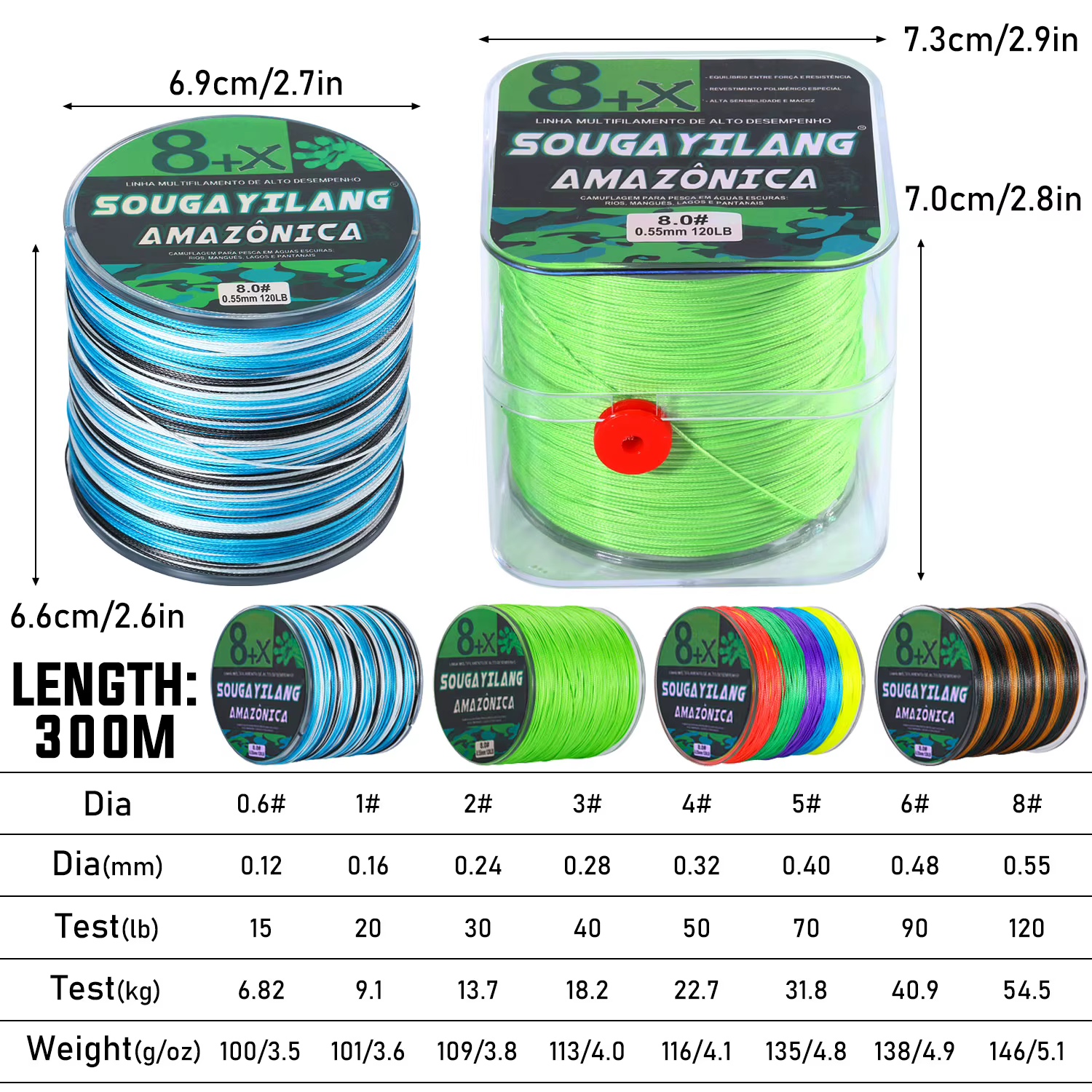 Sougayilang Linea trenzada PE 300m - 8 hilos, carpa, lubina, lucio - imagen 5