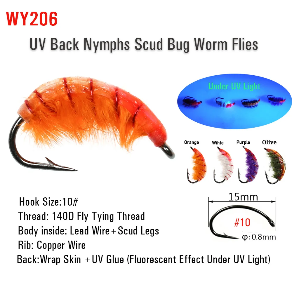 Vtwins moscas UV hundimiento rápido con púas – para trucha y lubina - imagen 2