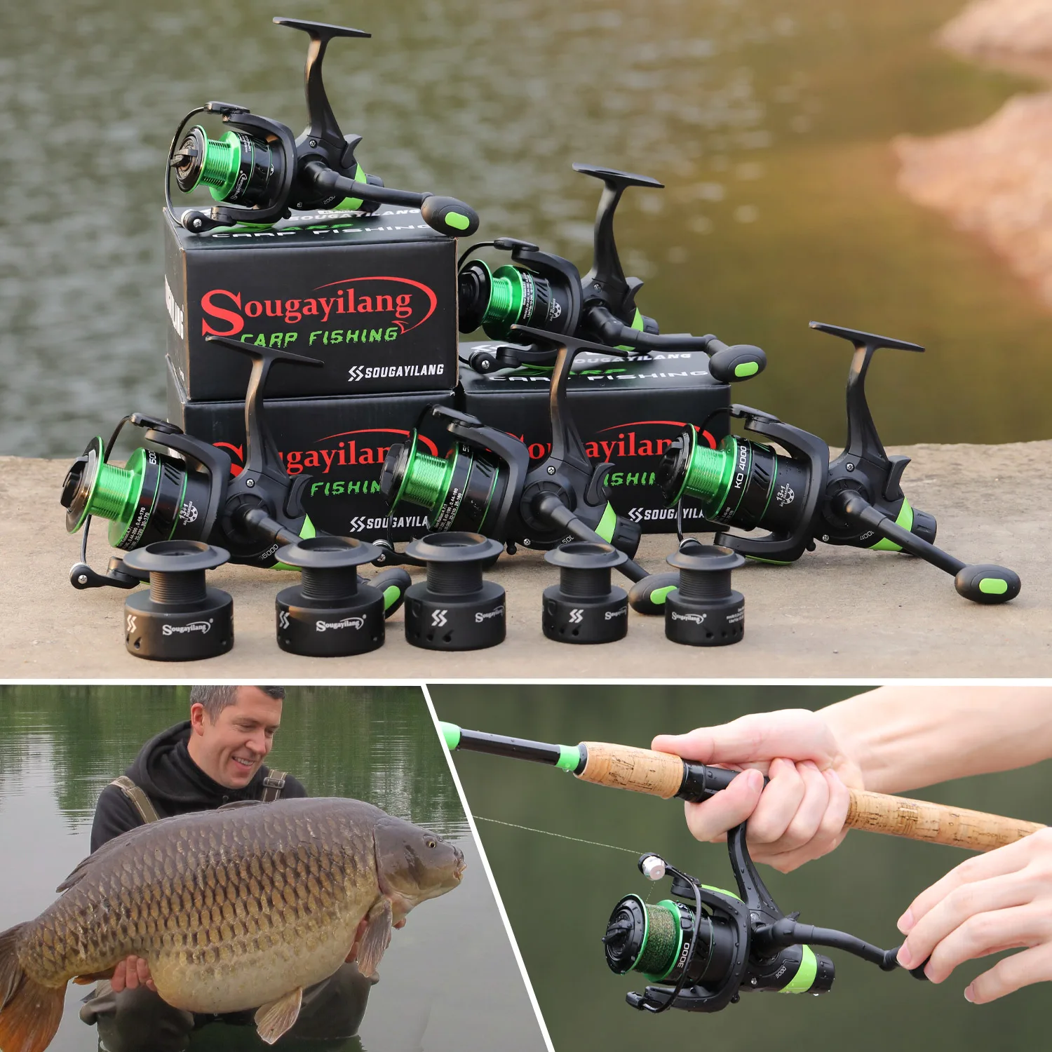 Sougayilang carrete de pesca agua salada 2000-6000 velocidad carpa - imagen 5