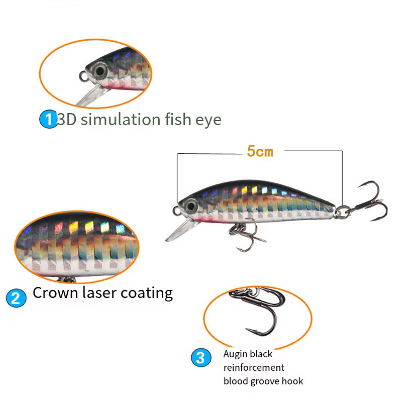 Wobbler Minnow hundimiento plástico duro para lubina – Crankbait - imagen 2