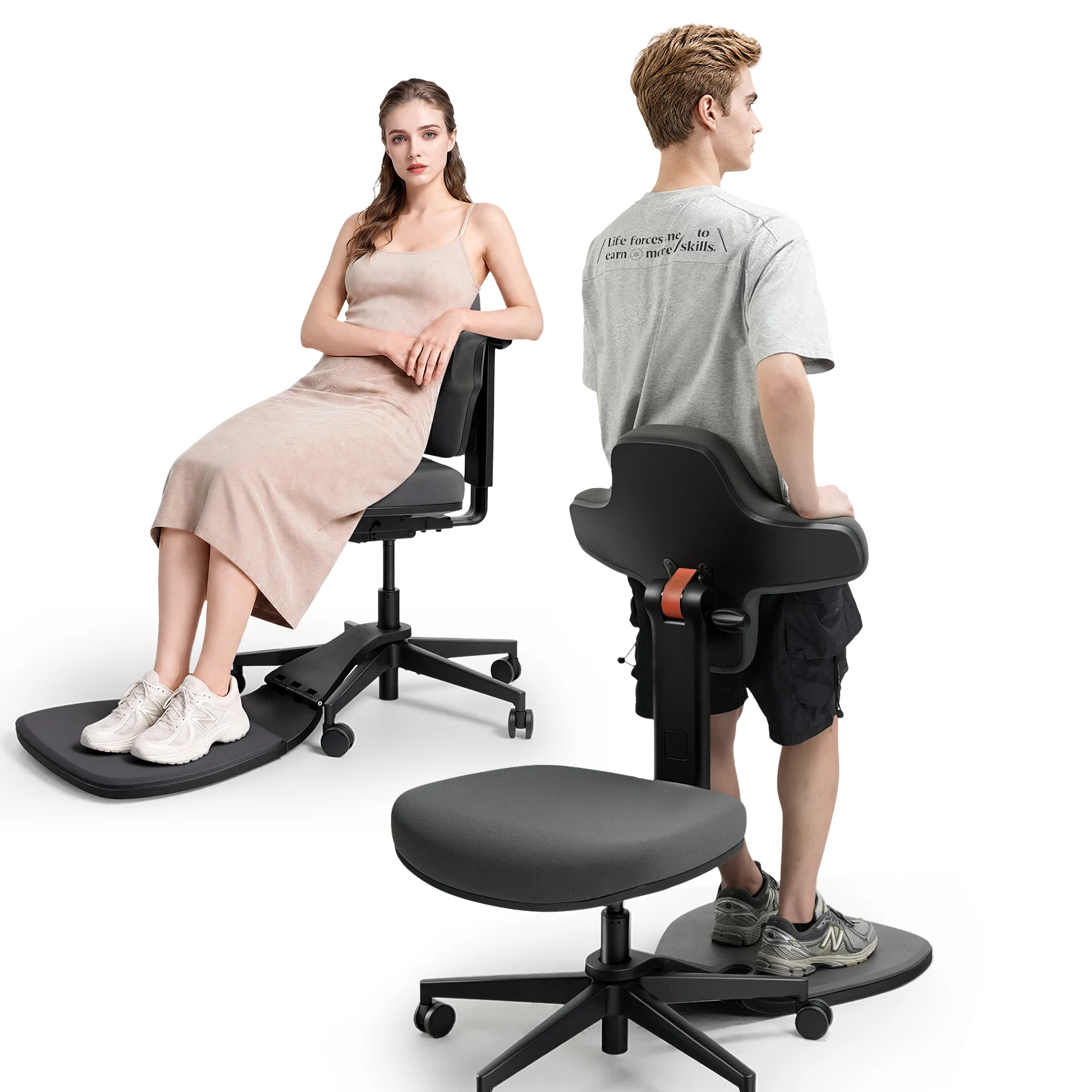 Newtral Taburete ergonómico regulable con tapete antifatiga
