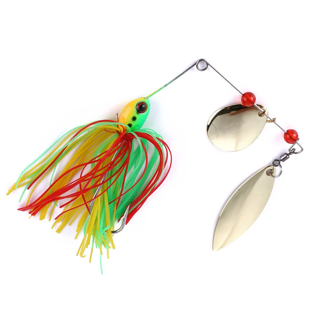 Spinnerbait de metal para lucio con cuchara y doble anzuelo giratorio - imagen 3