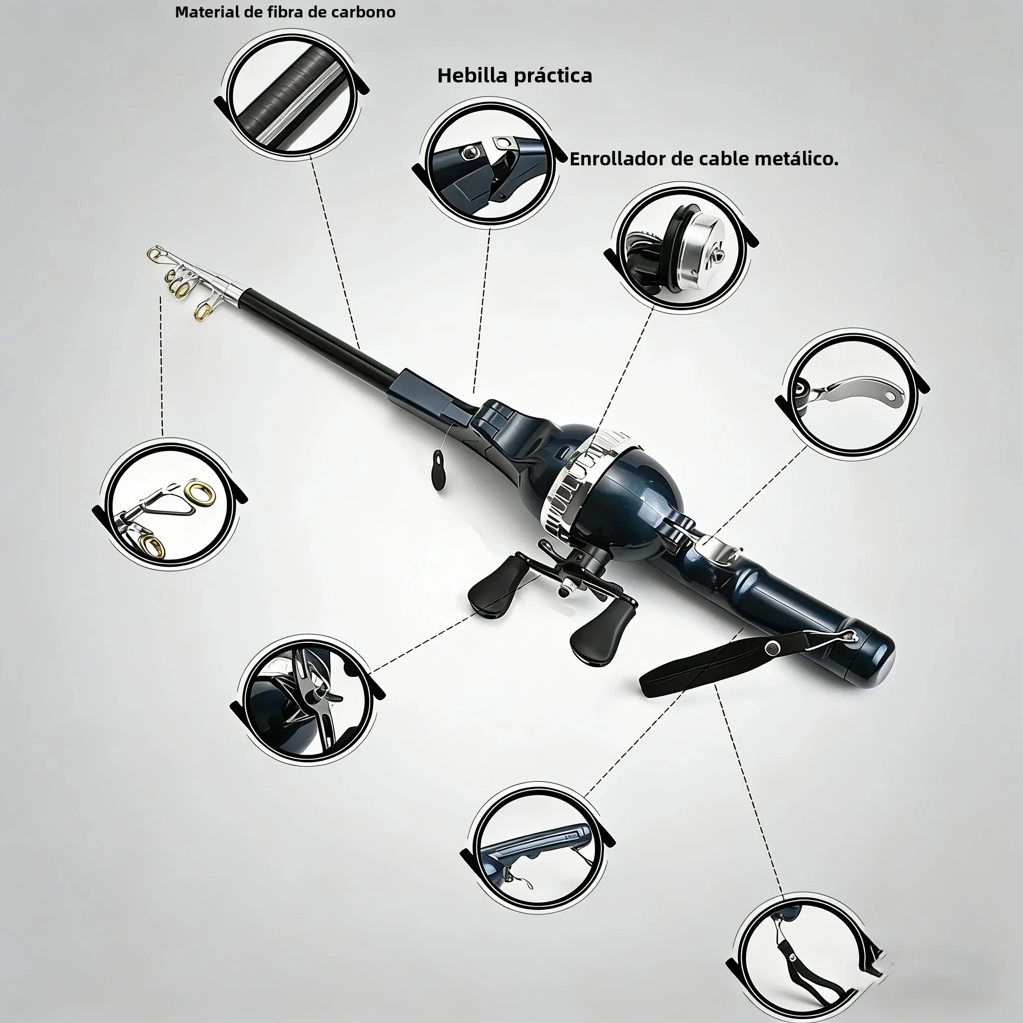 Caña telescópica Deukio plegable con carrete para pesca de carpa - imagen 4