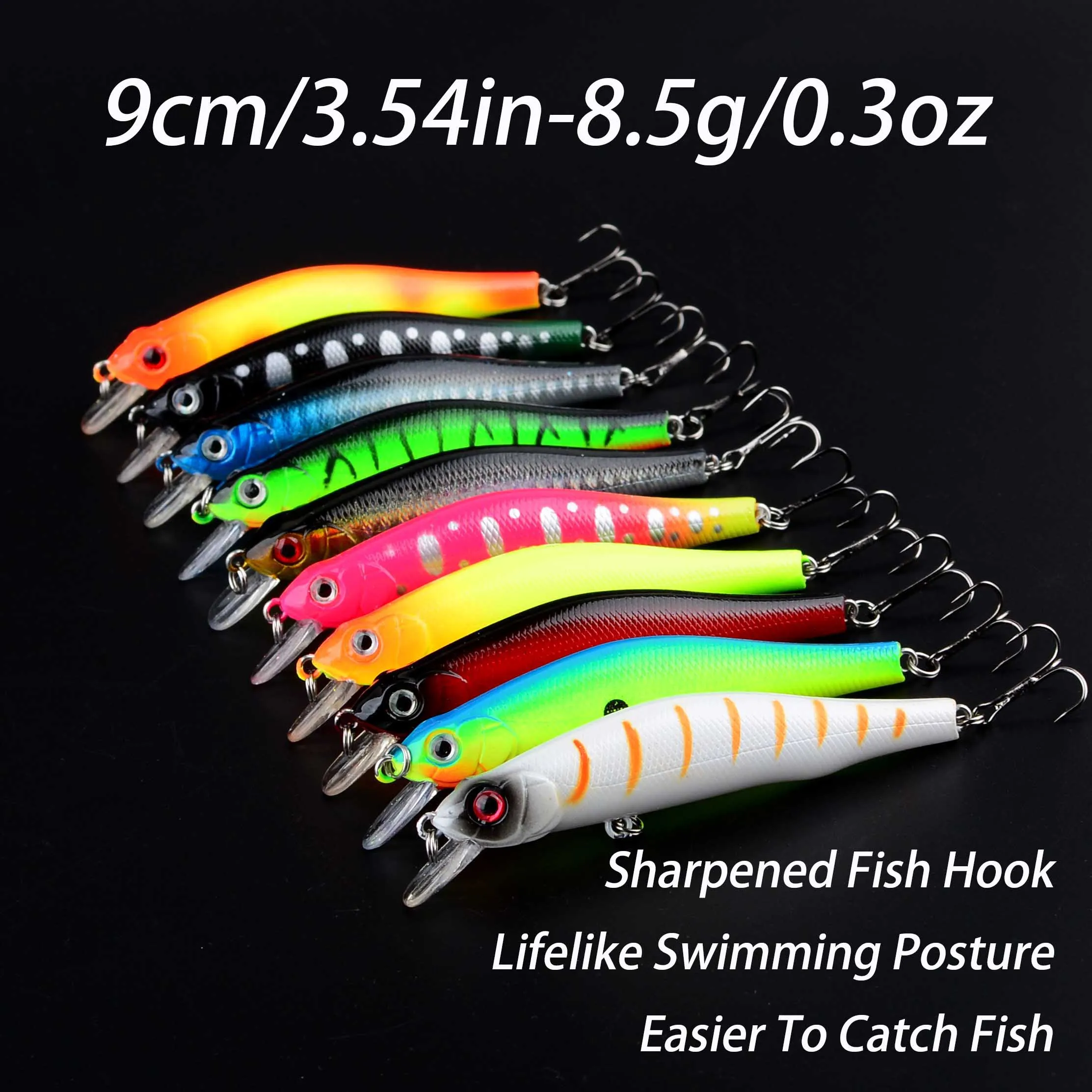 Señuelo Minnow de hundimiento Crankbait duro con ojos 3D - imagen 5