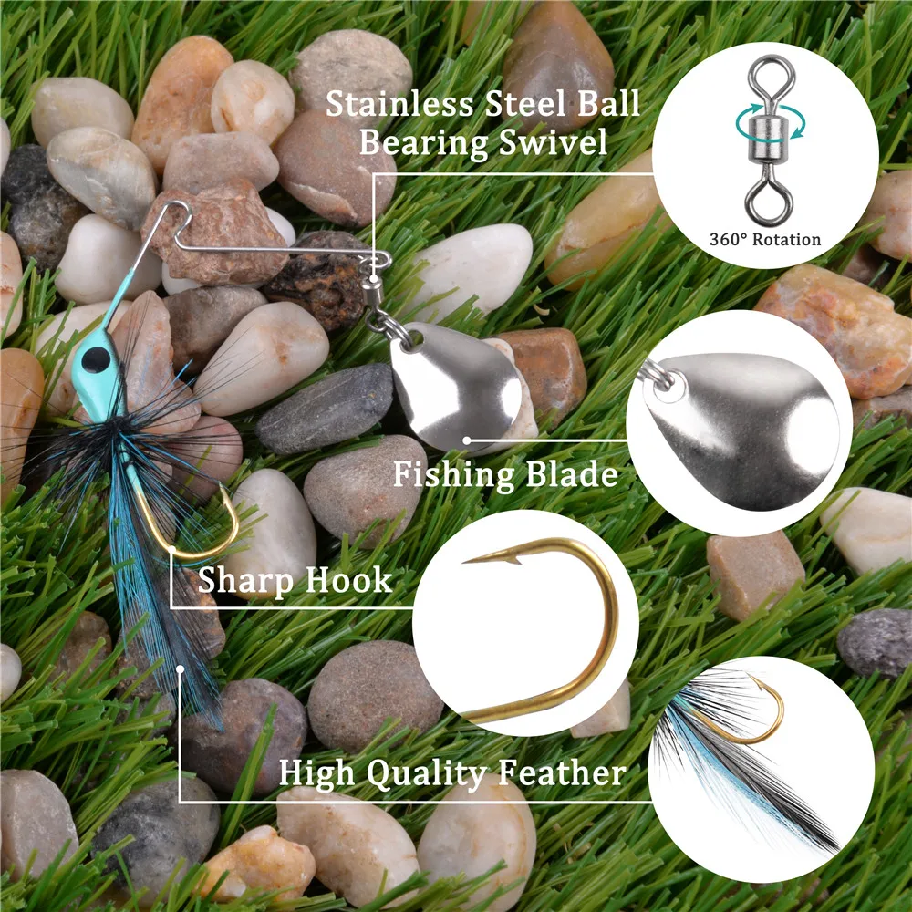 Spinnerbait Colorado para lubina – Cebo giratorio para trucha y salmón - imagen 3