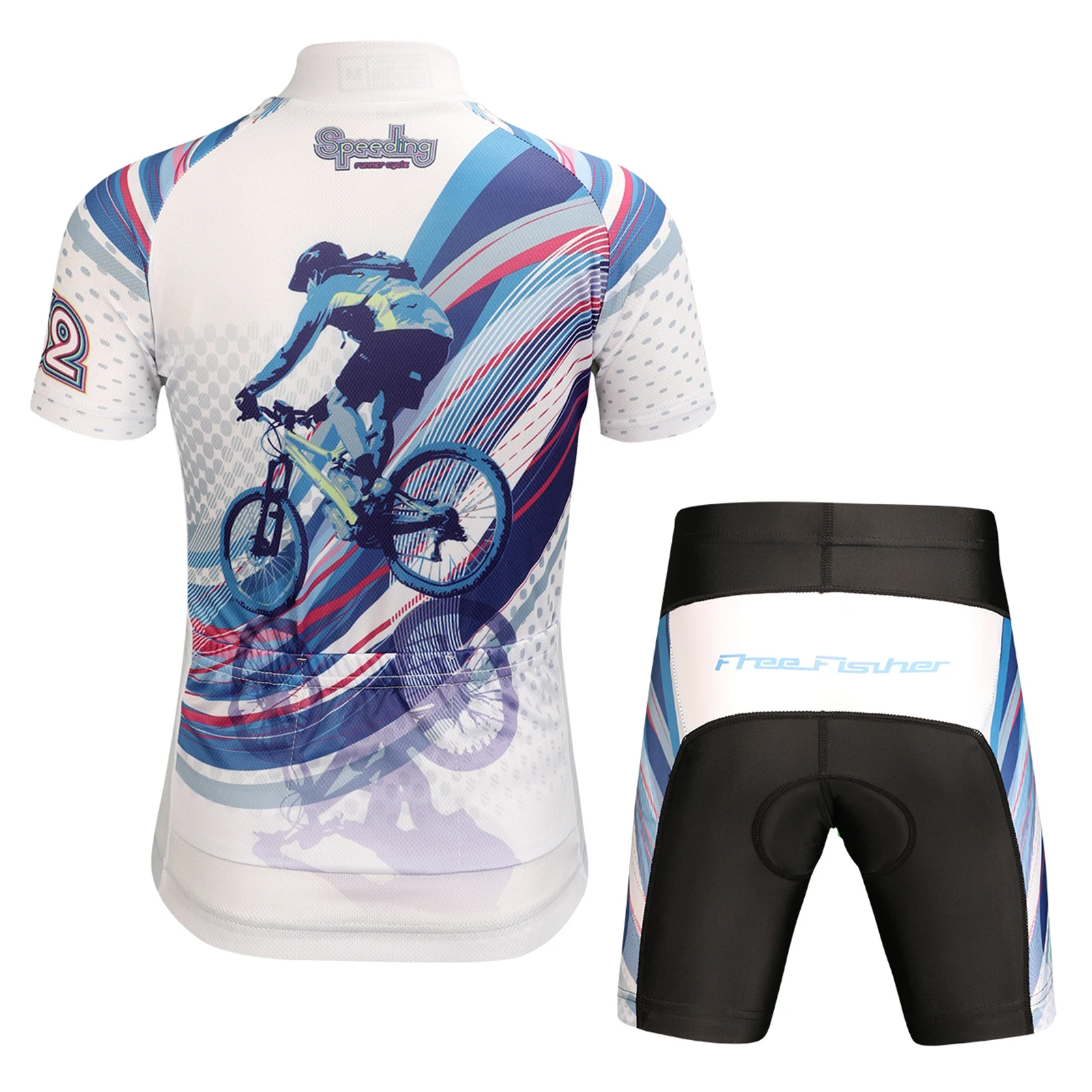 Conjunto de ciclismo infantil transpirable con pantalón acolchado