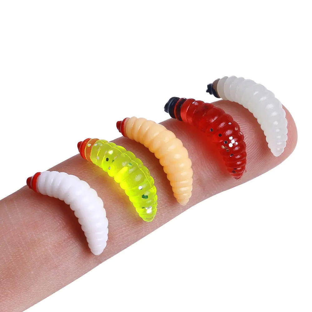 Mrlurion gusano Grub vinilo para pesca con mosca realista trucha - imagen 4
