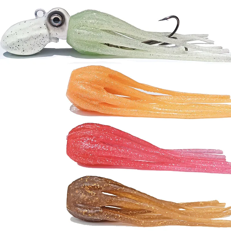 Señuelo brillante para pesca con falda de calamar, pulpo y cola - imagen 3