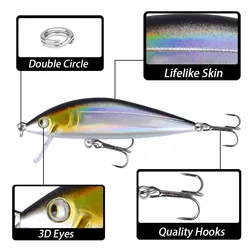 Señuelo Minnow Crankbait con Ojos 3D – Cebo Rígido de Pesca