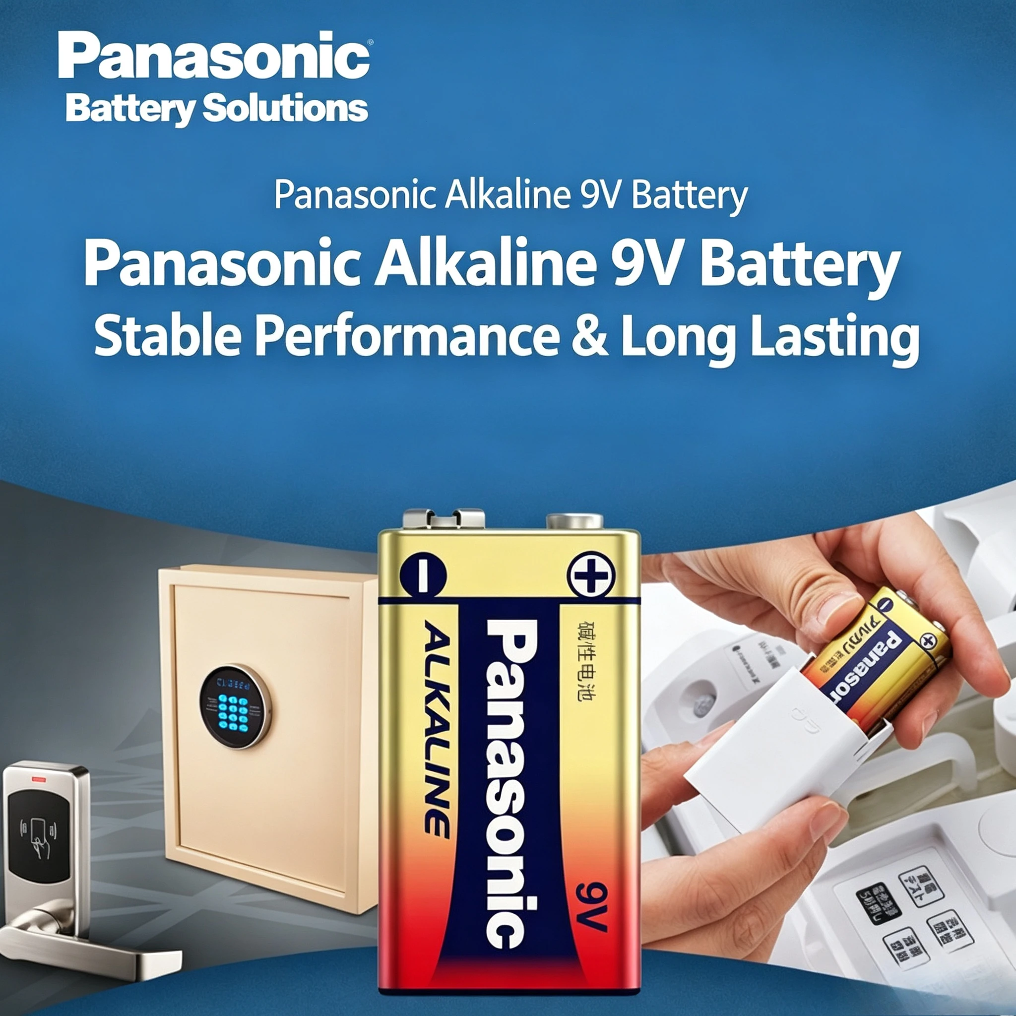 Pila 9V Panasonic alcalina de carbono cuadrada para alarmas - imagen 5