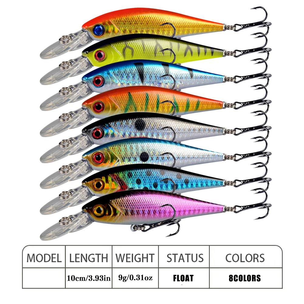 Pack de 8 señuelos Minnow en diferentes colores