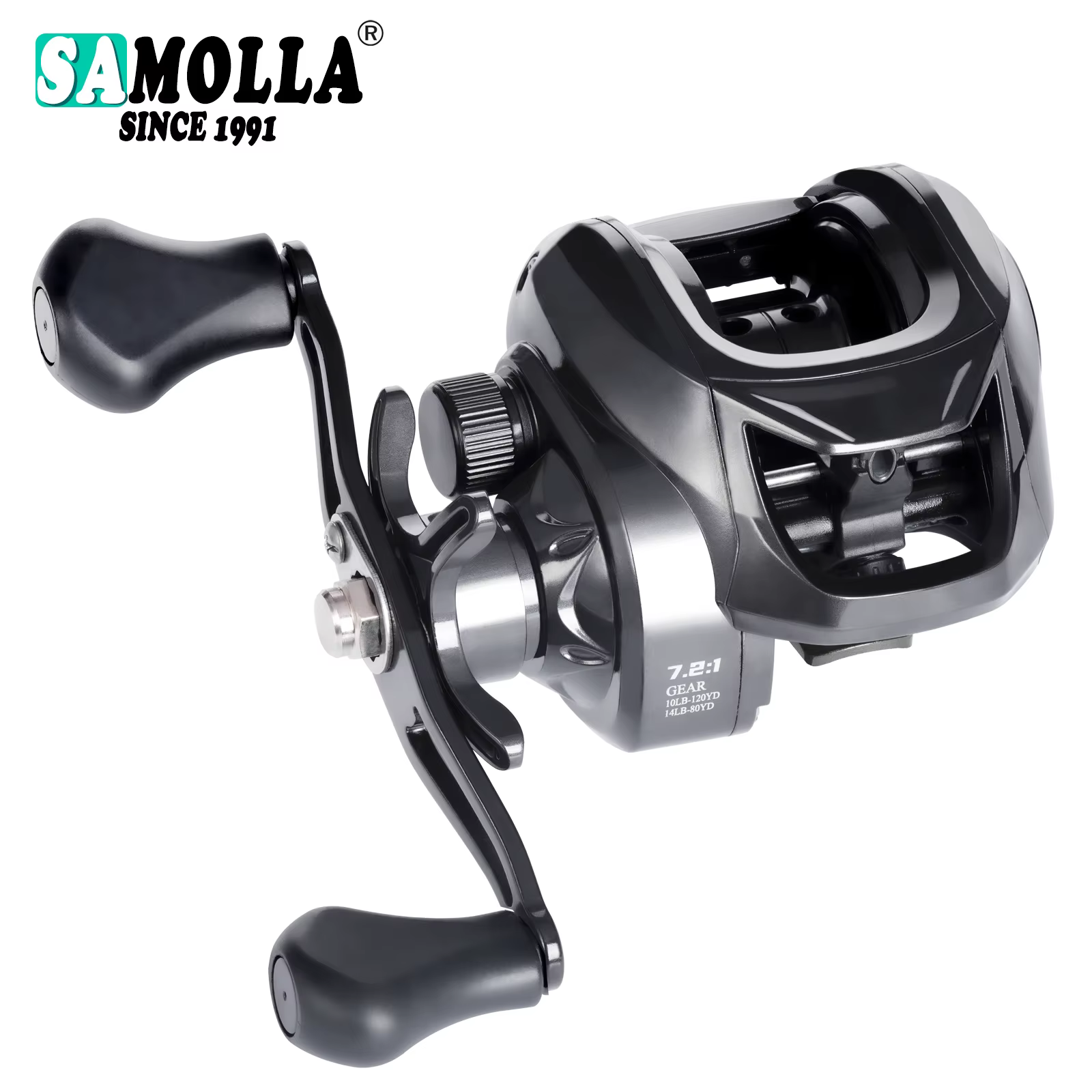 Grag Carrete de Pesca Baitcasting Dentado - 7,2:1, Arrastre 10 kg