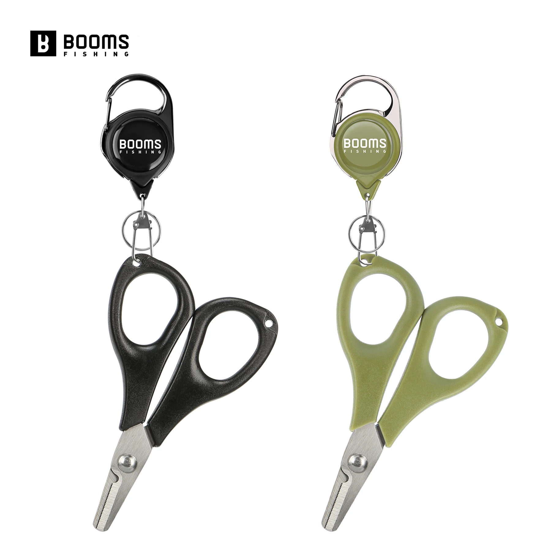 Tijeras de pesca Booms Fishing con hoja dentada y retractor