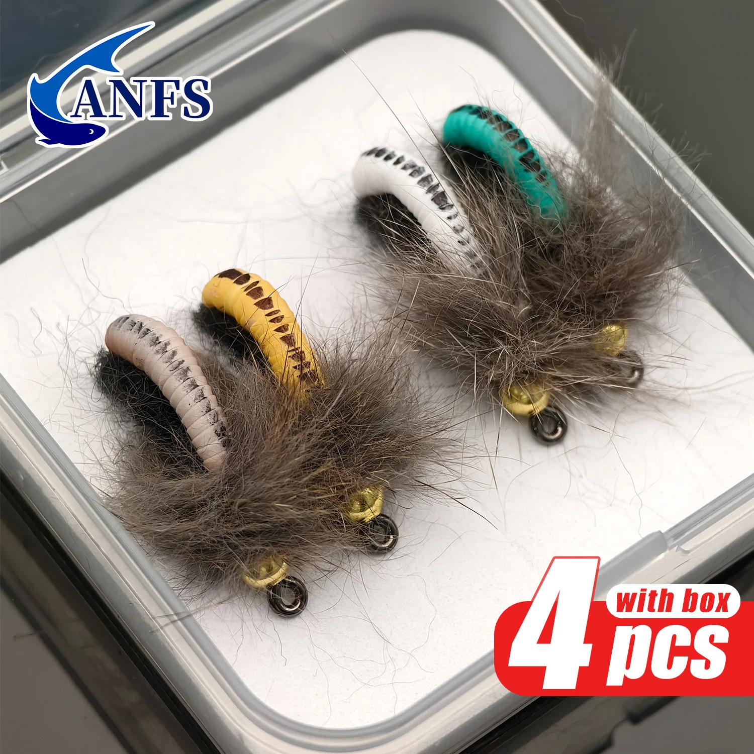ANFS Moscas Caddis artificiales para pesca con mosca – con caja - imagen 2