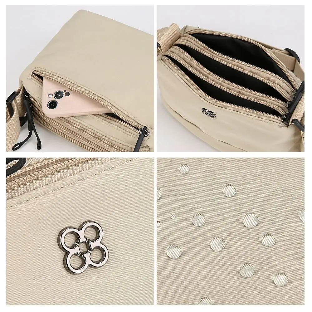 Bolso bandolera de nylon suave para mujer con varios bolsillos