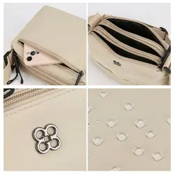 Bolso bandolera de nylon suave para mujer con varios bolsillos