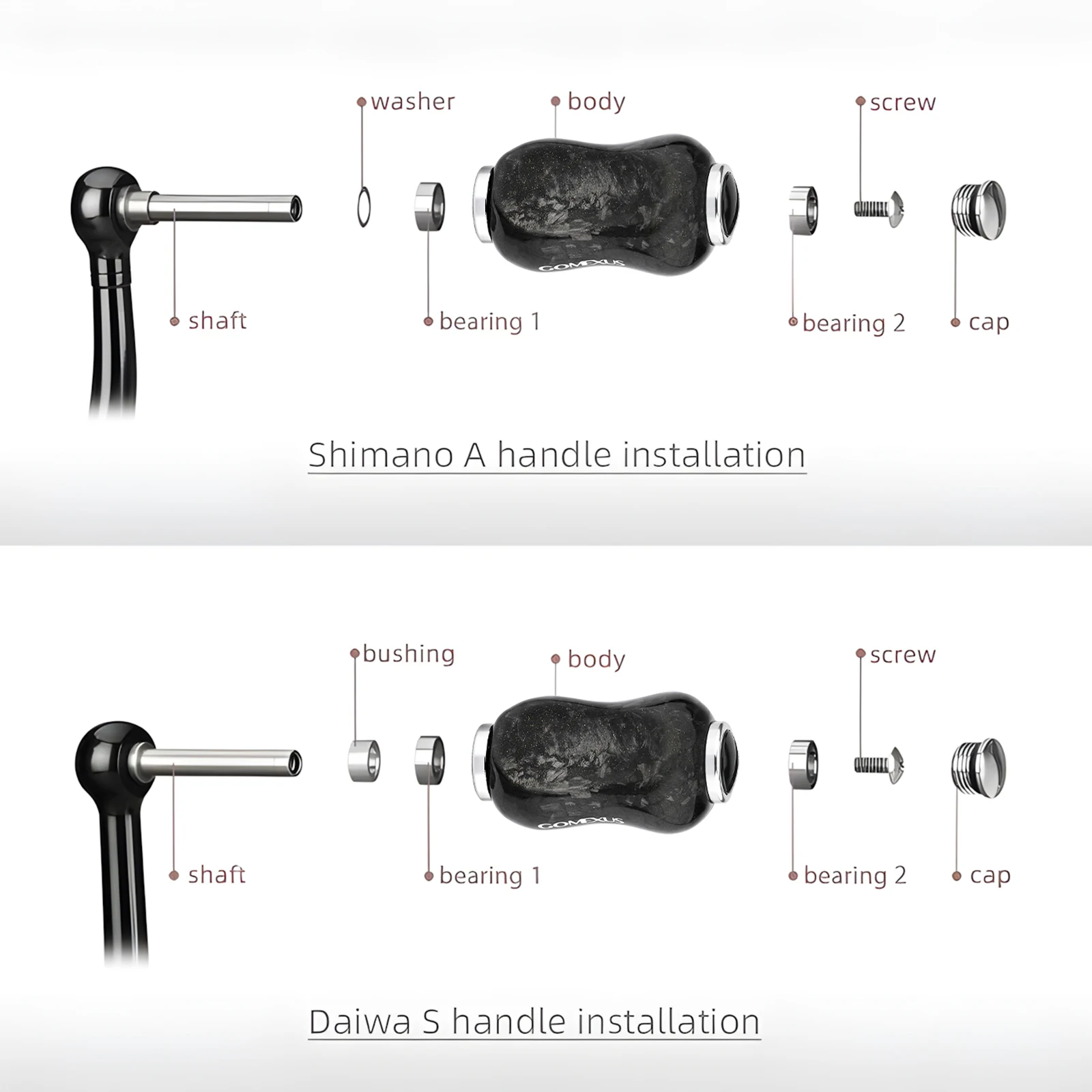 Manilla carbono Gomexus F22 22mm para Shimano Curado y Daiwa Luvias LT - imagen 3