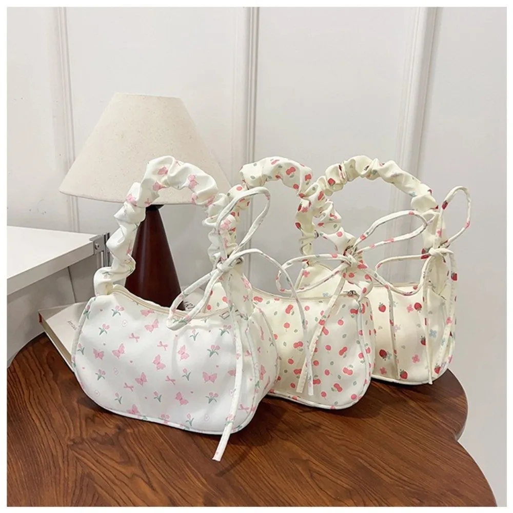 Bolso de hombro floral de nailon plisado con cremallera gran capacidad - imagen 5