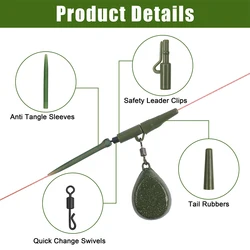 Kit accesorios pesca carpa – antienredos, giratorios y clips plomo