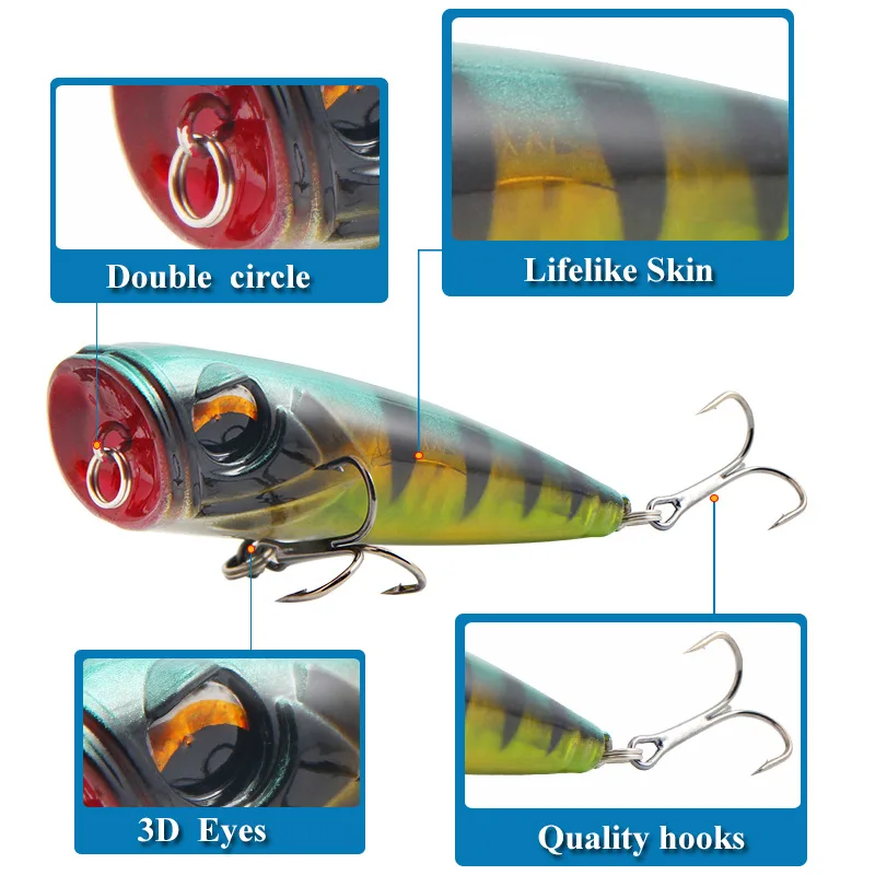 Señuelo flotante Pencil para lubina y lucio, crankbait con ojos tridimensionales - imagen 2