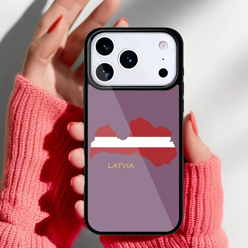 Funda para Teléfono con Escudo de Armas de la Bandera de Letonia para iPhone — vista frontal