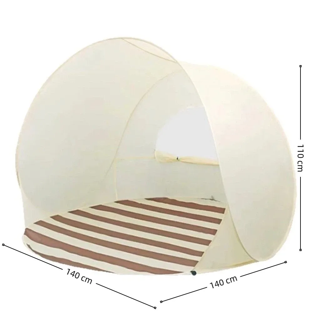 Carpa abierta mostrando su estructura y tela Oxford