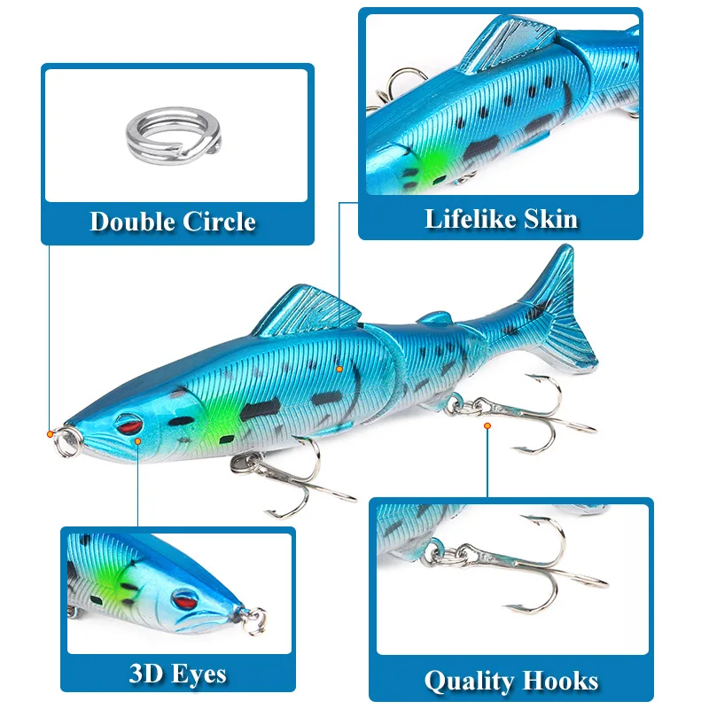 Señuelo Swimbait articulado hundimiento lento con doble triple anzuelo - imagen 3