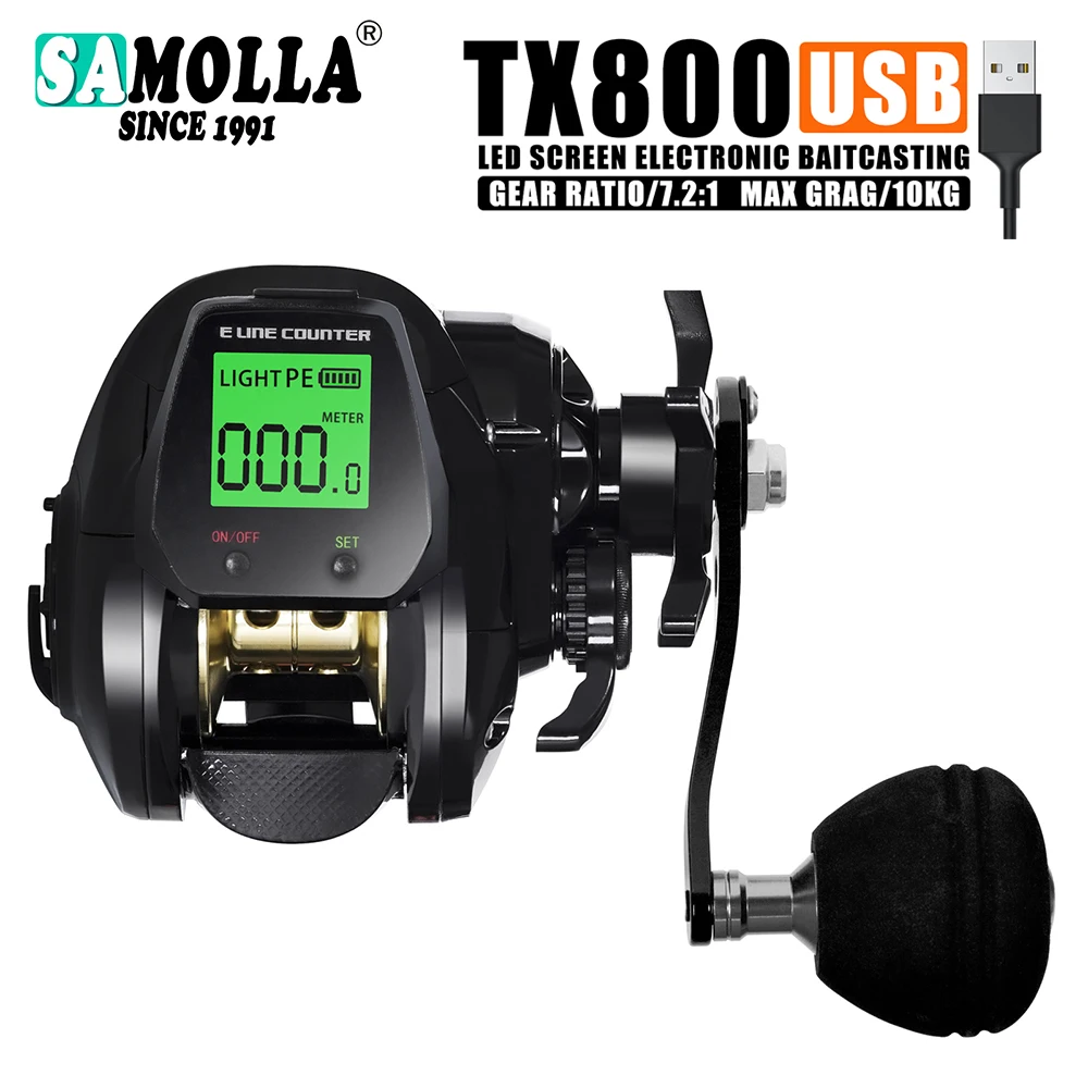 Carrete Baitcasting SAMOLLA 7.2:1 - 10kg, bobina impermeable agua salada